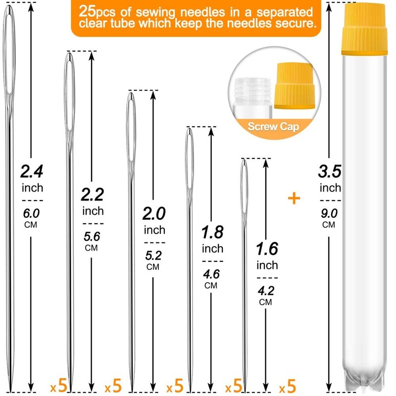Premium Large Eye, Large Gauge Needles for Hand Sewing -