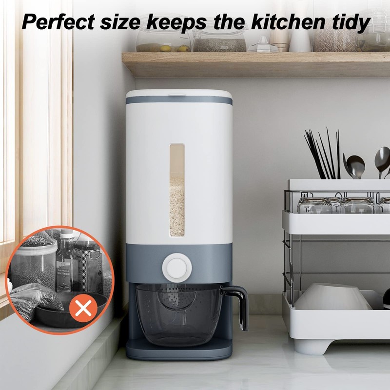Large Rice Dispenser, Large Grain Container Storage with Lid Measuring