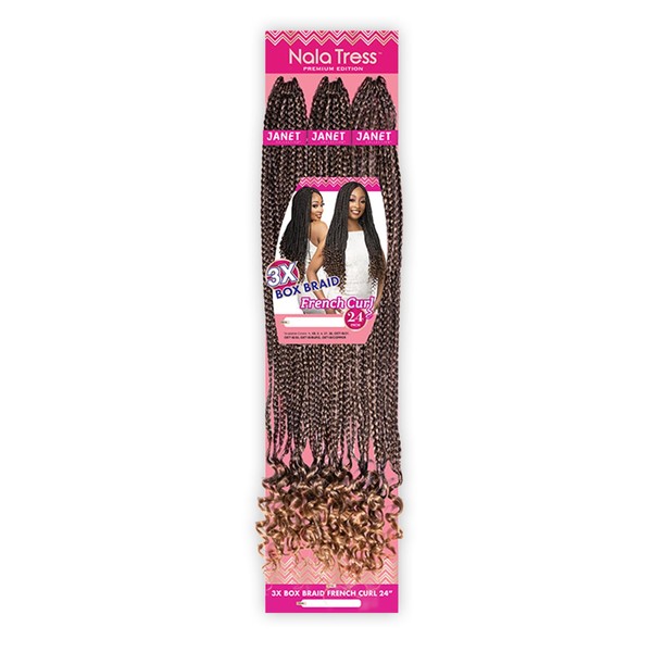 JANET COLLECTION 3X BOX BRAID FRENCH CURL 24" (1B)