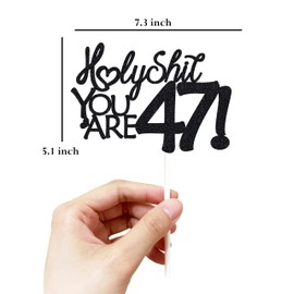 Decoración para tarta de cumpleaños 47, decoración para tartas de cumpleaños 47, purpurina negra, divertida decoración para tartas 47 para hombres, decoración para tartas 47 para mujeres, decoraciones de cumpleaños 47, decoración para tartas de cumpleaño