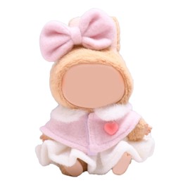 QIUTIMIY 17 CM Doll Clothes Set White Skirt + Pink Cloak + Pink Bow Hair Charm(No Doll Included), Stylish Cute Outfit Dress-Up Clothes for Doll Accessories(LBB Clothes 1)