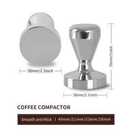 58mm Stainless Steel Espresso Tamper, Flat Base Coffee Tamper, Tamper Tool Espresso, Expresso Hand Press Tamp, Espresso Accessories for Coffee Bar, Barista