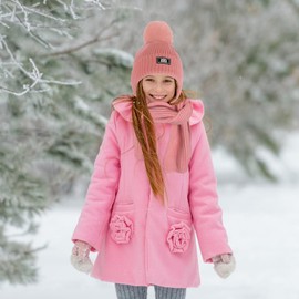 Girl's Beanie and Glove Set, Kids Winter Hat Scarf Gloves Set Toddlers Winter Cap Gloves Scarf for Girls Age 2-7