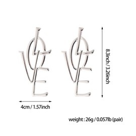 RCHENGYANUIMA Punk Love Letter Large Long Drop Dangle Earrings Statement Jewelry Gift for Women Statement Trendy Earrings (sliver)