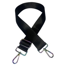 Trimming Shop Adjustable Bag Strap, Wide Crossbody Shoulder Strap with Rainbow Swivel Hooks & Slider Buckle, Replacement Handbag Belt for Handbags, Luggage, Laptop, Messenger Bag and Duffle - Black