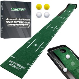Golf Putting Mat Set with 9.8 ft Putting Green, 4 Golf Balls for Indoor Use