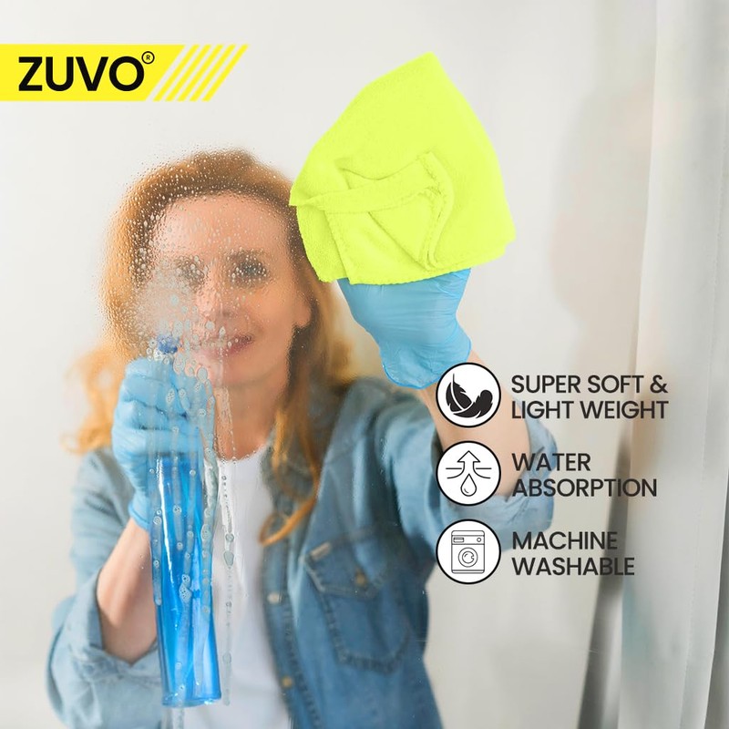 Zuvo Microfibre Cloth For Car(12-Pack)- Ultra Soft, Scratch Free, Highly