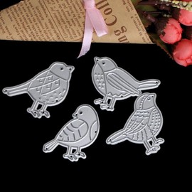 4pcs Birds Cutting Dies for Card Making，4pcs Birds Cutting Dies Stencils for DIY Scrapbooking Photo Album Decorative Embossing Paper Dies for Card Making Templated+Cute Brooch Pin