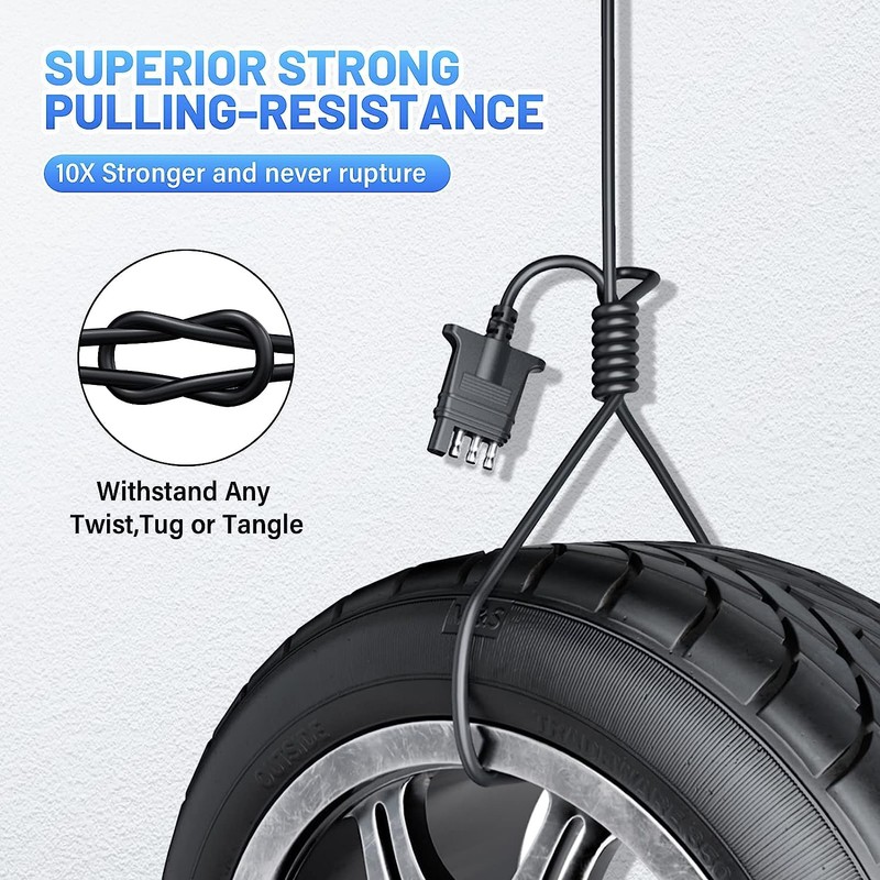 MECMO 4 Way Trailer End Connector Wire 10 Feet with