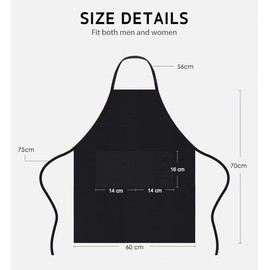 L.C. life Kitchen Apron Black Waterproof and Oil Resistant for Men Waiter's Apron Essential for Cooking Lovers (60 x 70 cm), black