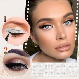 128Pcs Eyeshadow Stencils, Eyeliner Stickers, Eyeliner Eyeshadow Stencil Stickers, Eyeliner Template Sticker Smokey Eyes Winged Eyeliner,Quick Cat Eye Stencils Makeup Tool for Beginners