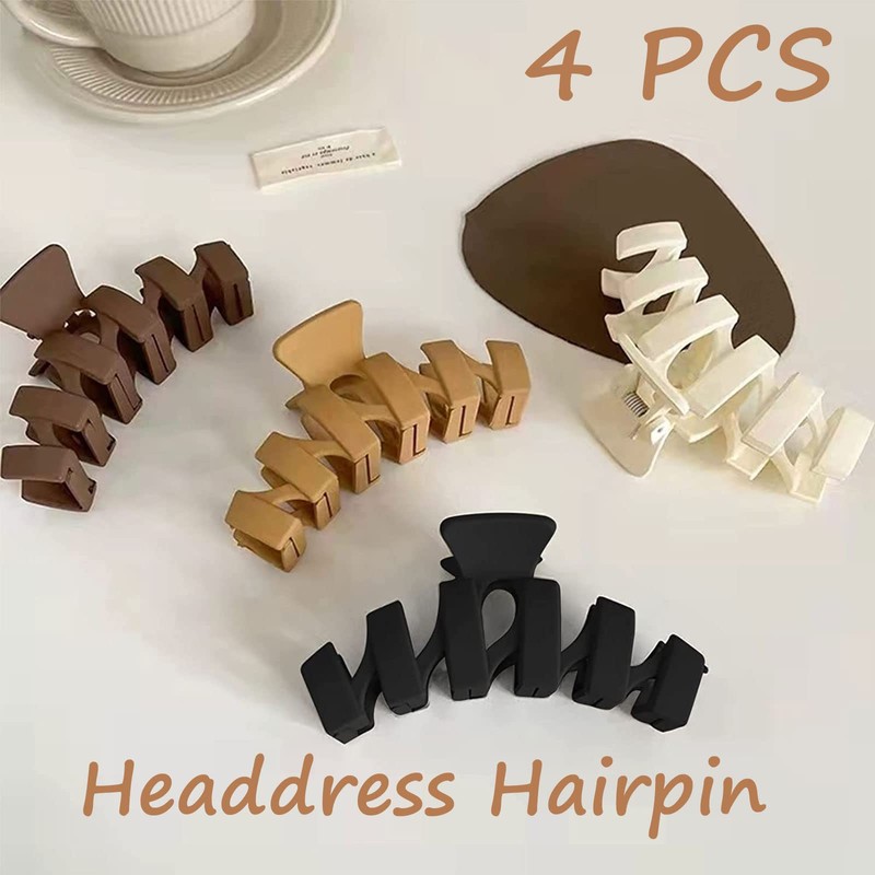 Generic 4 Colours Hair Clips, 4.3 Inch Strong Hold Matte