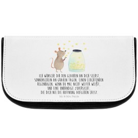 Mr. & Mrs. Panda Cosmetic Bag Mouse Stars, White, Hand drawn
