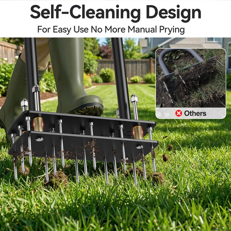 Knee-Friendly Lawn Aerator Tool, Manual Lawn Aerator for Yard,Spring Loaded