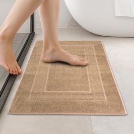HomeLife Super Absorbent Bath Mat - 60 x 120 cm Cotton & Polyester Blend Machine Washable Rugs - Quick Dry Bath Mat with no Anti-slip Backing - Made in Italy Embossed Design Bathroom Carpet