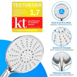 Large Shower Head with Hose and Holder, Hand Shower, Rain Shower