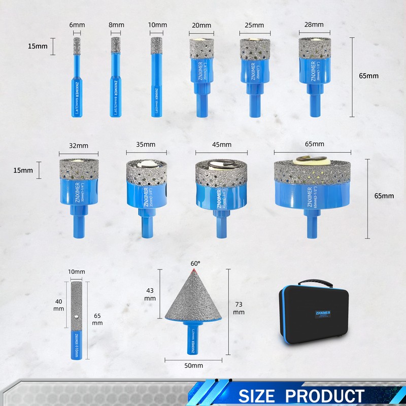 Diamond Tile Hole Saw Kit - ZNXIMER Porcelain Tile Drill