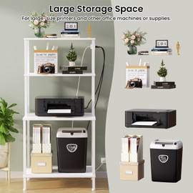 Printer Stand with Charging Station, 49"Tall 4-Tier Printer Stand with Storage, Large Printer Table for Home Office, Kitchen, Living Room, Printer Cart Beside Desk for Printer, Scanner (White)