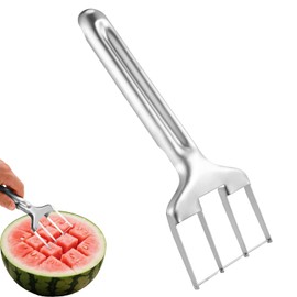 Lyreh Silver Watermelon Cutter Tool, 8.46x2.95 Inch Mango Slicer Stainless Steel Melon Grape Pineapple Fruit Cutter for Summer Camping Picnic & Home Party