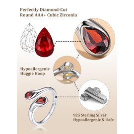 Bestyle Adjustable Rings Women's 925 Silver Droplet Ring, Gemstone Ring, Open Thumb Ring, Simple Ring, Teardrop Chunky Rings, Size Adjustable from 50-60, Sterling Silver