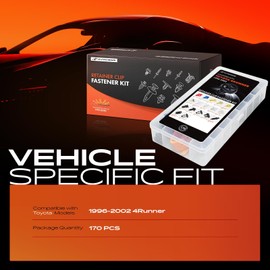 A-Premium 170PCS (17-Type) Car Retainer Clips Kit Compatible with Toyota 4Runner 1996-2002 Bumper Fender Door Trim Auto Push Pin Plastic Rivet Fastener Replacement Set, w/Removal Tool