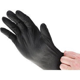 PRO-SAFE Industrial Grade 8 mil Diamond-Textured Disposable Black Nitrile Gloves: 50 Count, Size Large