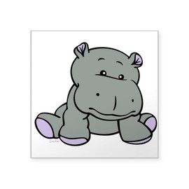 CafePress Hippo Baby Square Sticker 3 X 3 Square Bumper Sticker Car Decal