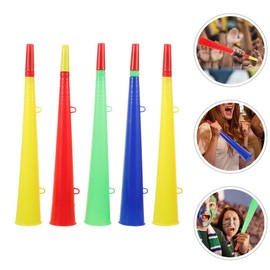 Frcolor 5pcs Plastic Bubuzela Stadium Horn, Noise Maker Blow Horn Plastic Trumpet Horn Noise Maker Toy for Sports Event Soccer Game Sports Party Supplies