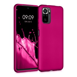 kwmobile Case Compatible with Xiaomi Redmi Note 10 / Note 10S Case - Soft Slim Metallic TPU Silicone Cover - Metallic Pink