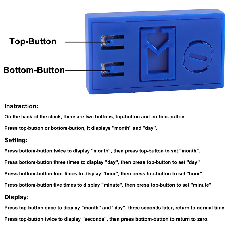 Youngfly Small Digital Clock, Mini Car Dashboard Clock Battery Operated,