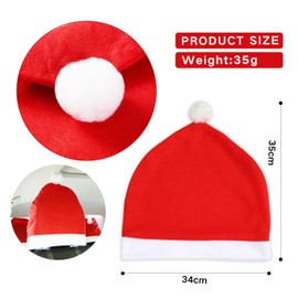 Nereds 4pcs Santa Hat Car Seat Headrest Covers Christmas Car Seat Cover Set Plush Soft Decorations Protector Car seat Vehicle Headrest Decor