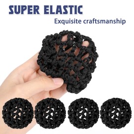 8 Pcs Ballet Hair Net Bun Cover, Crochet Hair Net, Invisible Elastic Knit Thicker Hairnets Hairs Donut Bun Holder for Ballet, Black Elastic Reusable Mesh Hairnet Covers for Women, Dance, Food Service