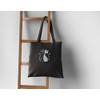 Cute Cat Tote Bag Black, Silver Metallic Print, Cat Gifts