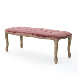 Christopher Knight Home Tassia Tufted Velvet Ottoman, Blush / Natural