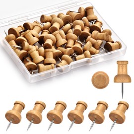 40Pcs Wood Push Pins, Thumb Tacks for Decorative, Wooden Pins and Tacks, Cork Board Thumbtacks, Cute Thumbtack for Wall and Bulletin Board, Map Pins | Dorbetar