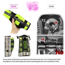 NAMSAN Dog Life Jackets Life Jacket for Dogs, Portable Inflatable Life Jackets for Small/Medium/Large Dogs, Green S