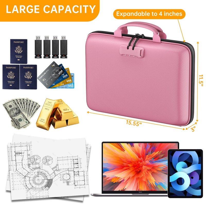 DocSafe Fireproof File Organizer with Lock, Hard-Shell Case Fireproof Document