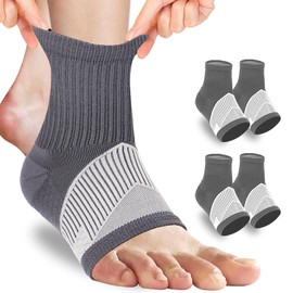 DRNAIETY 2 Pairs Ankle Compression Sleeves, Plantar Fasciitis Socks, Foot & Ankle Compression Socks, for Tendonitis, Neuropathy, Arch Support Socks for Men & Women | Comfortable/Breathable(M)