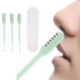 FREHOMEE Manual Nose Hair Trimmer for Man & Woman,Trimmer for Nose,Ear,Moustache Hair,Waterproof,Stainless Steel with Brush,Nasal Clippers (Green, 3 Pcs)