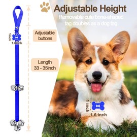 KEXIAVA 2 Pcs Dog Doorbell, Dog Training Bell for Puppy Potty Adjustable Strap Dog Door Bell and Communication Device Dog Bell Cat Puppy Interactive Bell (Blue)