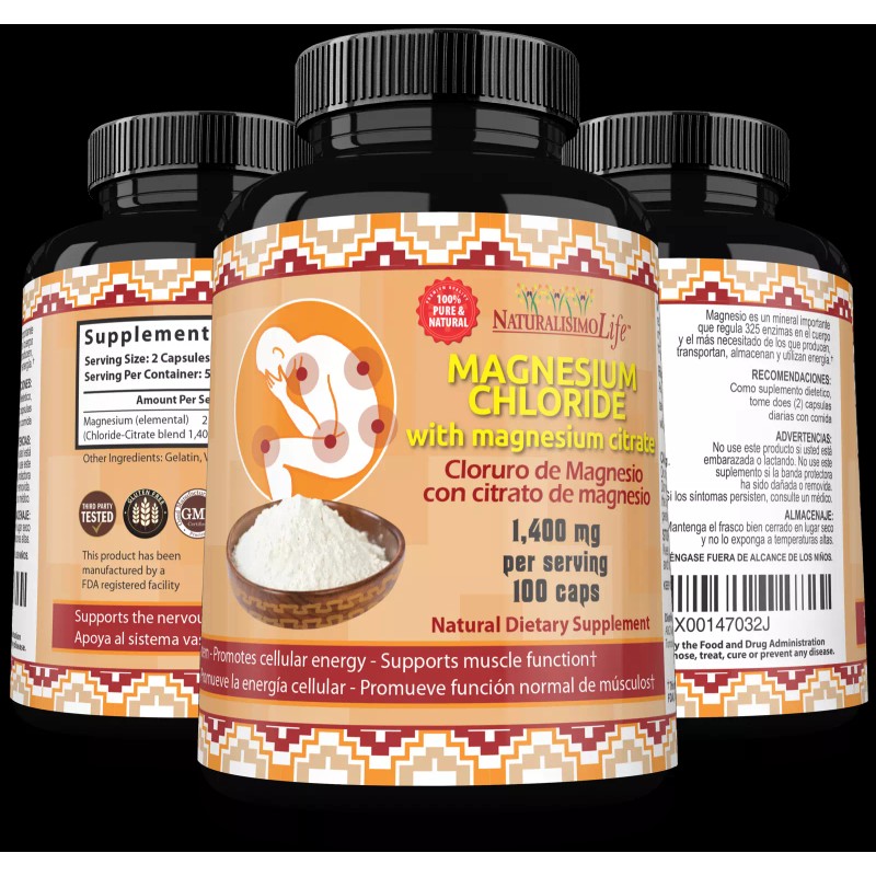 NaturalisimoLife Magnesium Chloride (Cloruro de Magnesio) High absorption 1,400 mg