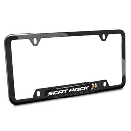iPick Image Compatible with Dodge Scat-Pack Full Color Real Carbon Fiber Insert Black 50 States Stainless Steel License Plate Frame