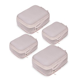 ECOHUB 4-Piece Packing Cubes Compression, 300% Higher Tear Resistance Suitcase Organiser Set, Recycled Packing Cubes for Suitcases & Backpack, Lightweight Travel Organiser Set (Beige)