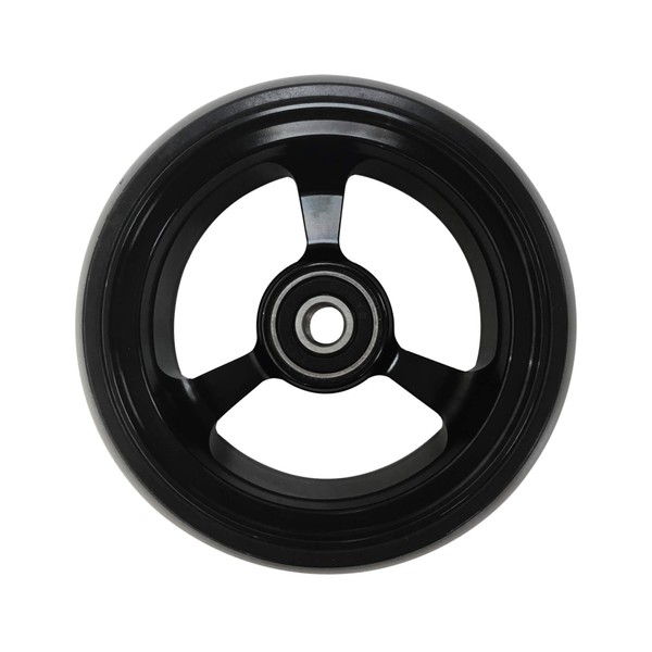 RIANTWHEEL, 4 X 1.4 inch, Solid, PU Wheels, Wheelchair Casters, Aluminum Rim, one Pair (Black)