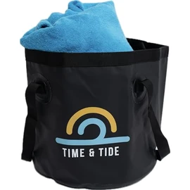 Time & Tide All-Purpose Collapsible Bucket - Your Outdoor Companion for Adventure, Camping, and Surfing - Versatile in 12L & 20L Sizes (Black, 12 litres)