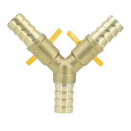 Refuuch 3 Way Shut Off Valve, 5/8" Hose Barb 2 Switch Brass Y Shaped Ball Valve Air/Fuel/Water