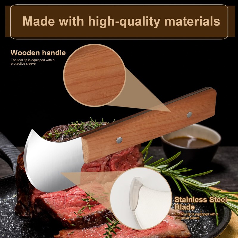 Rocker Knife, Steak Knife for Meat Cutting, Stainless Steel Curved