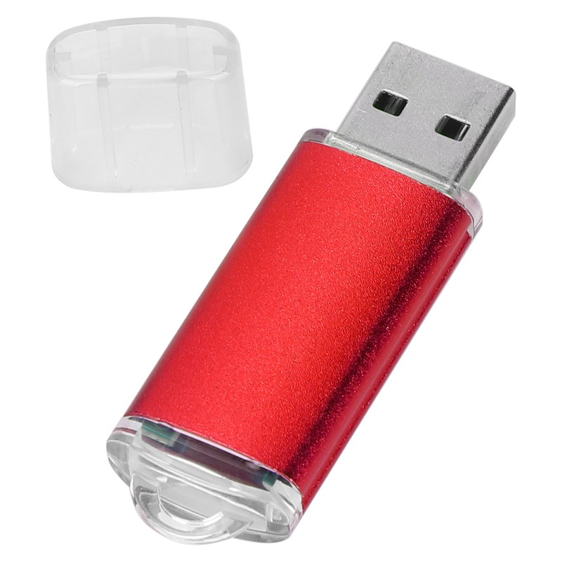 USB Flash Drive Transparent Cover Red Portable Storage Memory Stick