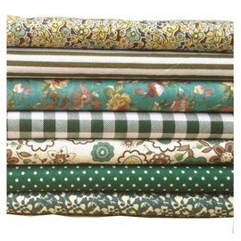 BrightGlow 100% Cotton Quilting Fabric Bundle 7 Pieces/Set 9.8 x 9.8 Inches (25 x 25 cm) Green Cotton Fabric Packages Patchwork Fabrics Fabric Scraps Cotton Cloth for Quilting, Sewing Project, DIY