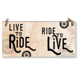 The Plum Penguin Handmade Wooden Hanging Wall Plaque Ride to Live Motorbike Enthusiast Bike Harley Decorative Sign Man Cave Garage